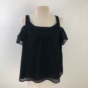 Maeve Anthropologie black blouse off shoulder US10